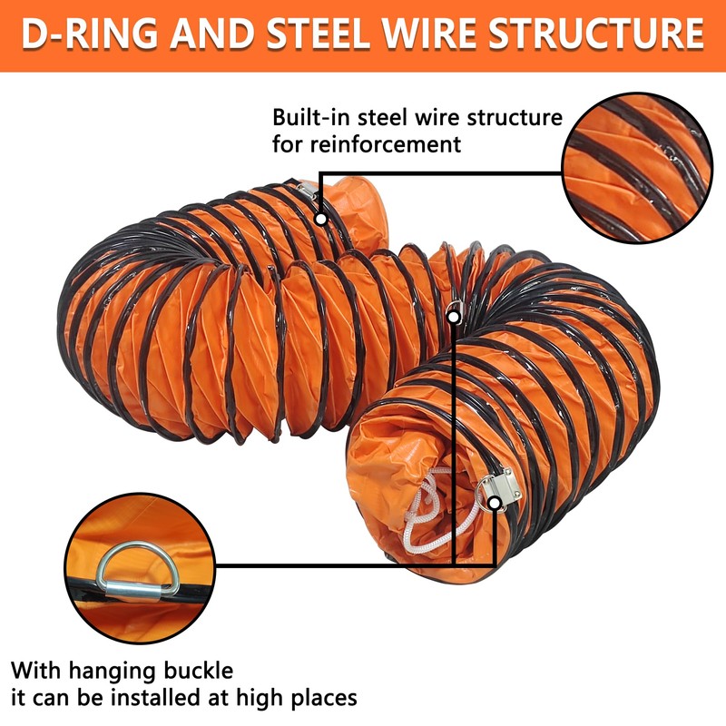 32FT Ducting Hose 10 Inch PVC Flexible Duct Hosing with