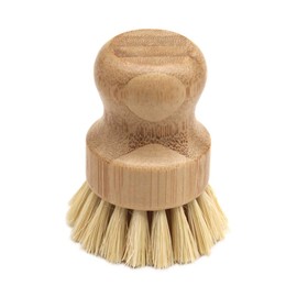 TONAUP Bamboo Dish Brush, Round Kitchen Brush, Wooden Dish Brush, Palm Washing Up Brush for Cleaning Pots, Pans, Plates and Cutlery