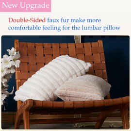 JoraLion Faux Fur Lumbar Pillow Cover 14 x 36 inch, Cream White Double-Sided Throw Pillow Cover Luxurious Soft Couch Cover Case Home Decor for Sofa Bed Living Room, ONLY 1 Cover