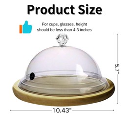 Smoking Gun Dome for Cocktails, 10" Acrylic Cocktail Lid, Smoker Clear Dome with Base for Cold Smoke, Smoking Cloche for Cold Smoke, Drinks,Beef,Dessert