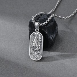 PROESS Wolf Necklace for Men S925 Sterling Silver Amulet Necklace Howling Wolf Pendant Necklace Jewelry Gifts for Women