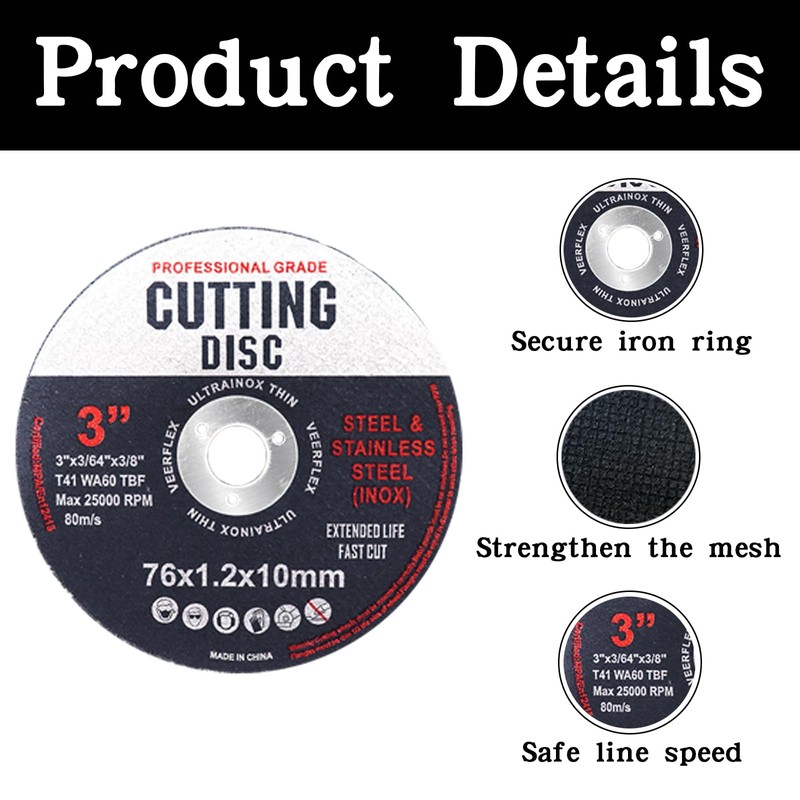 12 Pcs 76mm Cutting Disc, Cutting Discs, Angle Grinder Discs