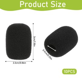 10 Pack Mini Size Lapel Headset Microphone Windscreen Foam Cover, High Density Mic Headset Cover Mini Size Foam Microphone Windscreen for Headset Lavalier Microphones Noise Reduction(Black)