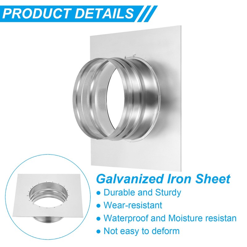 PATIKIL 6" Duct Connector Flange, Dryer Vent Wall Plate Square