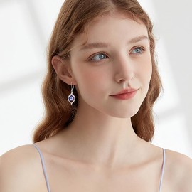 VONALA Evil Eye Earrings Sterling Silver Blue Eyes Earrings with Blue Circle Crystal Turkish Evil Eye Jewelry Gift for Women Girls Daughter Mother