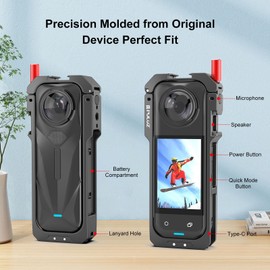 PULUZ Metal Protective Case for Insta360 X5 Utility Frame Cage Rig Housing Frame with Lens Cover, Expansion Adapter Mount, Insta 360 X5 Action Camera Accessories