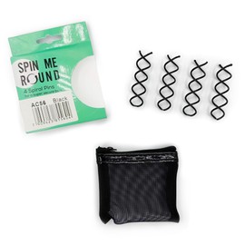 So Danca Spin Me Round Black Spiral Hair Pins, Set of 4, with Zip Pouch - AC56 (Black)