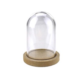 Homeford Mini Clear Plastic Display Dome with Wood Base, 5-Inch