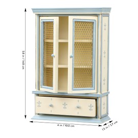 TOYANDONA Wooden Dollhouse Bookshelf Cabinet, 1:12 Scale Mini Bookcase Display Shelf Miniature Dollhouse Furniture Kids Pretend Play Toy for Doll House Accessories