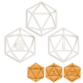 Set of 3 Cookie Cutters (Icosahedron, Natural 1, Natural 20) - 3 Pieces