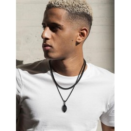 U7 Football Necklace Men Women Rugby Pendant Chain Stainless Steel Sport Fan Jewelry Black Football Charm Necklaces for Athlete