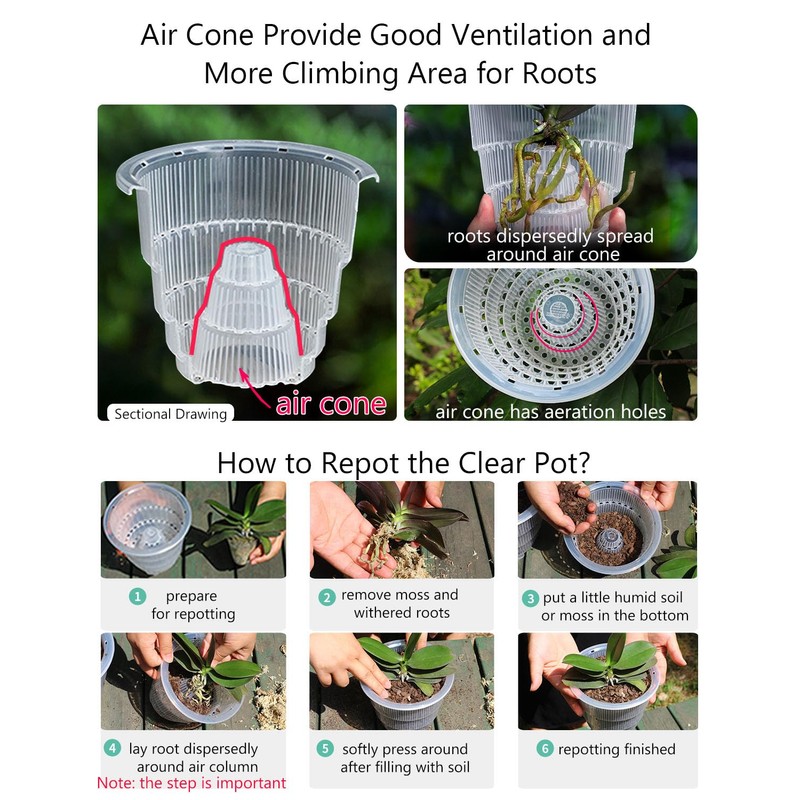 Meshpot 6 inch Orchid Pots with Holes for Repotting with