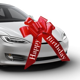 hurifeng Large Red Bow for Car, Gift Bow 23 Inches - Perfect Decoration for Birthday Gifts, Wedding, Car, Bike, and More - Reusable with Pull Cord (Red)