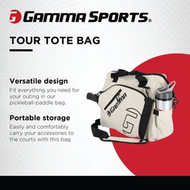 GAMMA Sports Tour Tote Bag, Pickleball Bag for Pickleball Paddles, Gear, and Clothes, White