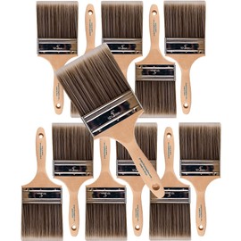 12PK 4 inch Flat BrushPremium Wall/Trim House Paint Brush Set Great for Professional Painter and Home Owners Painting Brushes for Cabinet Decks Fences Interior Exterior & Commercial Paintbrush.