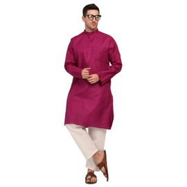 TOSQP27 Mens Kurta Pajamas Cotton Violet Purple Outfit Traditional Festive Long Sleeve