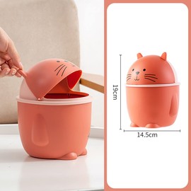 Verve Jelly Small Waste Bin,Desktop Trash Can Mini Plastic Waste Bin Office Countertop Wastebasket for Disposal of Cotton Pads,Makeup Sponges and Tissues,Red,5.7 * 7.5in