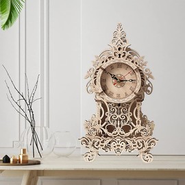 3D Assembled Wooden Clock, Wood 3D Puzzle for Home Room Decor, Creative DIY Antique Jewelry Box, Educational Puzzle Development Hands-on Ability Special-Shape Puzzle for Adults and Teens (Clock)