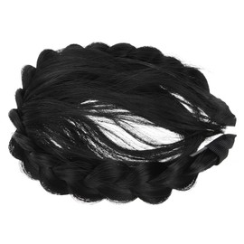 FRCOLOR Braided Faux Bangs Headband Wig Accessory for Women and Hairband for Instant Style Comfortable Fit Suitable for All Face Shapes Natural Black