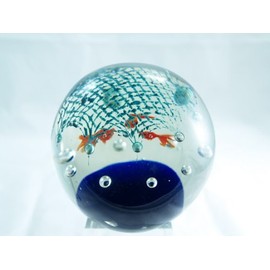 Tripact Inc M Design Art Handcraft Mix Swirls Fish Wrold Handmade Art Glass Paperweight