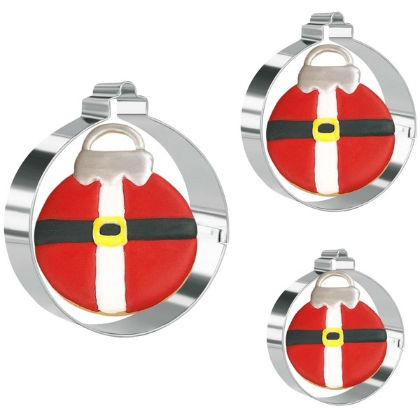Keepaty 3 Pieces Christmas Ornament Cookie Cutters Set Stainless Steel