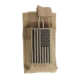 MOLLE TAN Radio Pouch + USA Flag Morale Patch This Item Fits AnyTone AT-D878UV AT-318UV AT-3208UV AT-398UV BTECH UV-PRO GMRS-PRO UV-5X3 HT Ham Handheld Radio