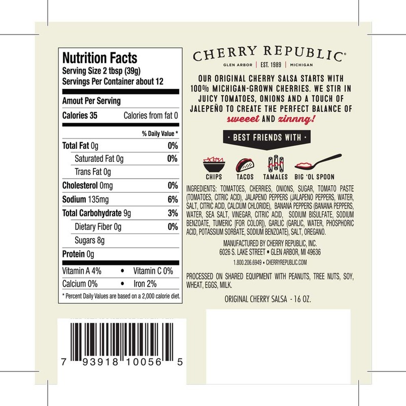 Cherry Republic Original Cherry Salsa - Medium Spice Chunky Sweet