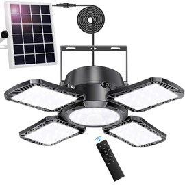 Auzev Solar Shed Light Indoor Outdoor Upgrade 176 LED 4 and 1 Heads Solar Powered Motion Sensor Pandent Daytime Work Lights with 4 Modes Remote Control Security lamp for Garage Gazebo Barn