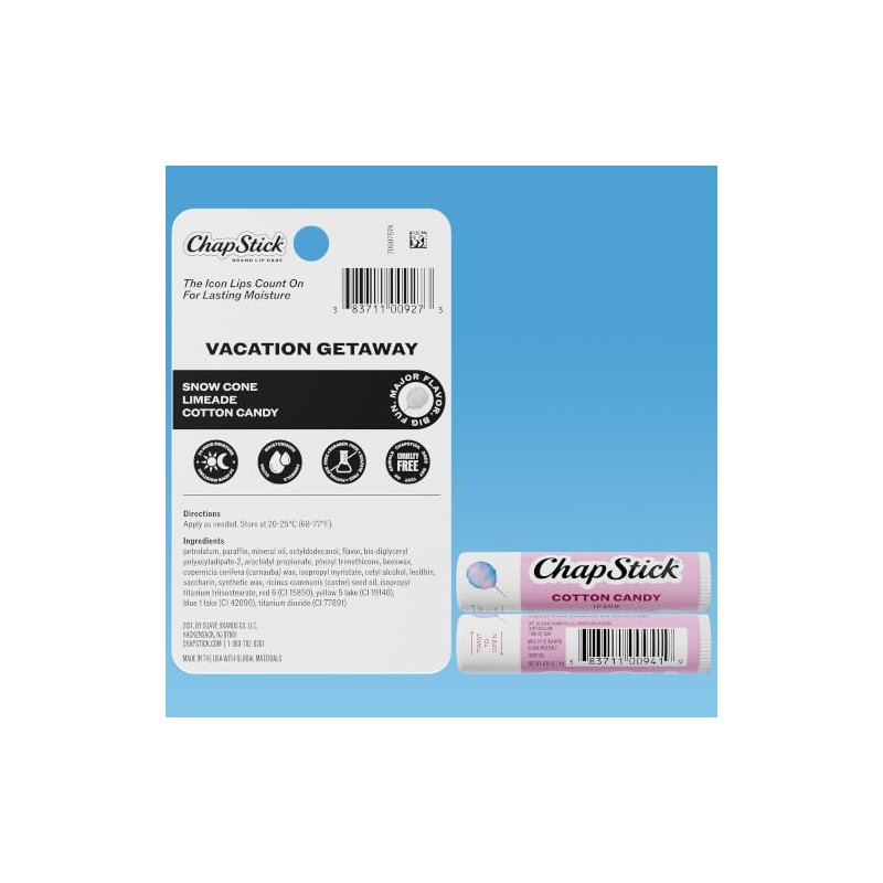 ChapStick Bálsamo Labial, Colección Vacaciones (Cono de Nieve, Limonada y