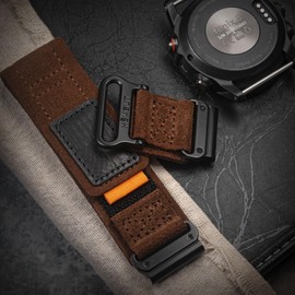 Soft Suede Leather Watch Band, 20mm Military Strap Compatible with Garmin Fenix 8 43mm /7S/7S Pro/6S/6S Pro/6S Sapphire/5S/5S Plus/5S Sapphire, Instinct 2S, Descent MK1S/2S, D2 Delta S, Approach S70-42mm