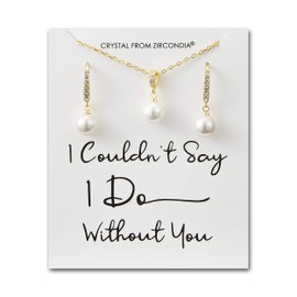 Philip Jones Gold Plated I Couldn't Say I Do Without You Pearl Drop Set Created with Zircondia® Crystals
