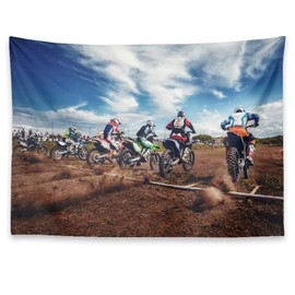 KULUSSY Tapestry Wall Hanging Start Motorcross Bike Motocross Dirt Dirtbike Path Supercross Action Active Air Birthday Party backdrop Decorations Tapestry for Man's or Boys
