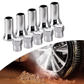awlbed 10 PCS Car TR414AC Tire Valve Stem Sleeve and Cap Kit, Universal TPMS Rubber Valve Stems Anti-Leak Valve (Silver)