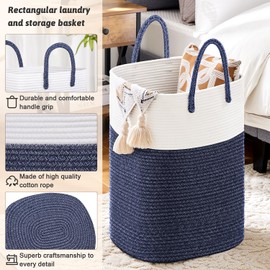 Artfeel Laundry Basket,Woven Cotton Rope Laundry Hamper,80L Versatile Storage for Dirty Clothes,Baby Toys,and Blankets in Bathroom, Nursery,and Living Room