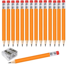 Adhere 25pcs Golf Pencils with Eraser Pre sharpened Hexagon half Wooden Pencils Graphite 2B for Golf Event Scoring,Classroom,Wedding,Company Meetings,Pew, Pocket (Orange)