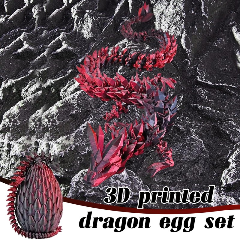 3D Printed Dragon Egg with 22 cm Dragon Figure -