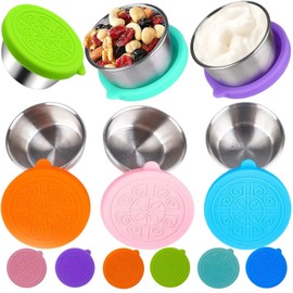 IATAHI Salad Dressing Container, 6 Pieces, 50 ml, Small Stainless Steel Spice Container, Food Container, Mini Dip Sauce Container Tin, Salad Dressing Container, Reusable Mini Dip Sauce Cup, Snack Box