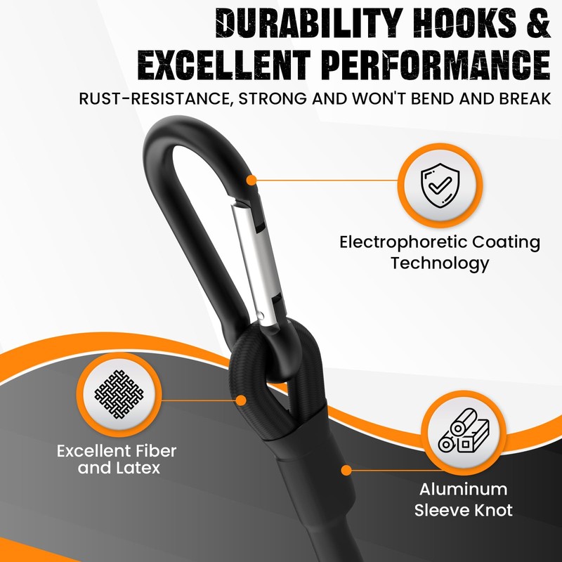 Adjustable Bungee Cords with Hooks 24 Inch Long Superior Latex