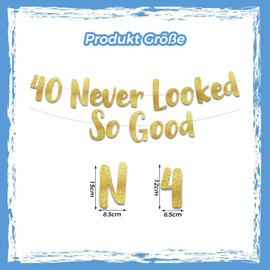 DazzJoy 40th Birthday Men Women Decoration, Funny 40 Never Looked So Good Garland Gold, Decoration 40th Birthday Woman Man, Banner 40th Birthday Decoration for 40s Birthday Decoration, Wedding