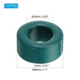 PATIKIL Ferrite Toroid Core 10 Pcs Toroid Core 28 x 16 x 13 mm ODx IDxH) for Ferrite Ring Transformer Ferrite Toroid Core EMI/RFI Filter Green