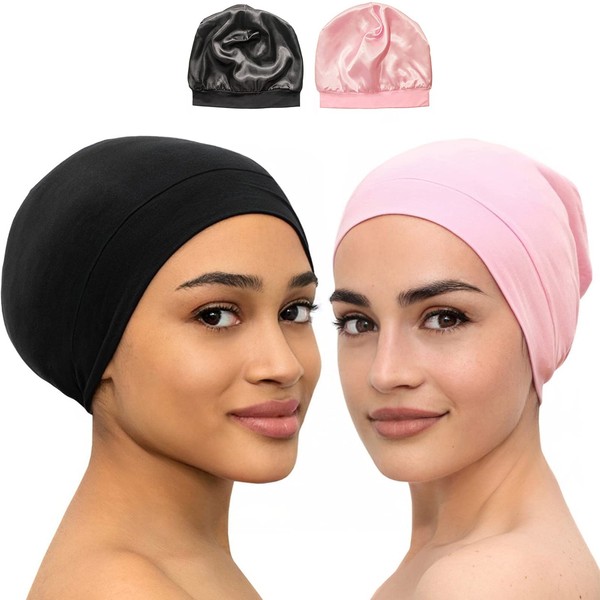 Silk Satin Bonnet Hair Cover Sleep Cap for Sleeping Beanie Hat Adjustable Stay On Headwear Lined Natural Nurse Cap for Women