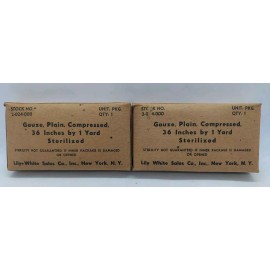 2 Pack 1950's War Bandage Gauze Plain Compressed 36" X 1 Yard Lily White Sealed