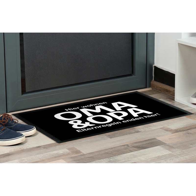 True Statements Doormat "Hier wohnen Oma & Opa - Elternregeln