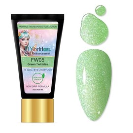 HYBA Fairytale Wonderland Hybrid Gel Nail Polish, Single Tube (Green Twinkles) FW05