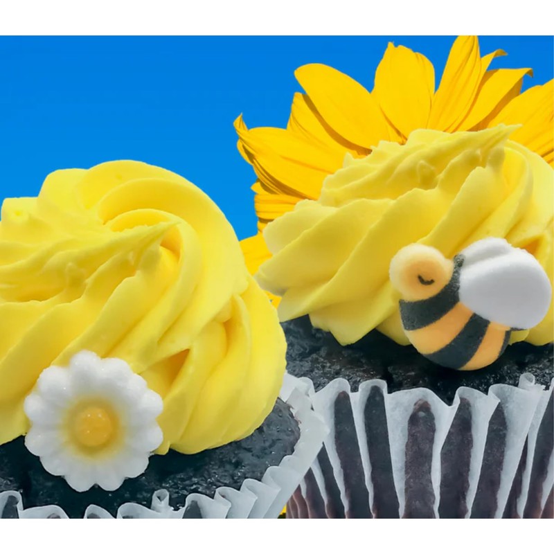Edible Daisies and Bees Elegant White Wedding/Special Occasion Cake/Cupcake Decoration