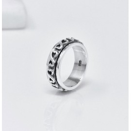 Treasure Bay 7MM 925 Sterling Silver Celtic Trinity Knot Heart Spinner Ring Stress Relief Ring For Women and Girls Size L M N P R (P)