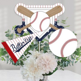 Batter Up - Baseball - Baby Shower or Birthday Party Centerpiece Sticks - Table Toppers - Set of 15