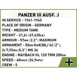 COBI Historical Collection WWII Panzer III Ausf. J. Tank