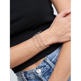 FOCALOOK Women's Bracelet Open Stainless Steel Bracelet Glitter Wrap Bracelet Girls Bangle Open Bangle Charm Bracelet Jewellery Accessory, No gemstones