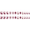 Red Flowers Press on Nails Red Bow Fake Nails Short